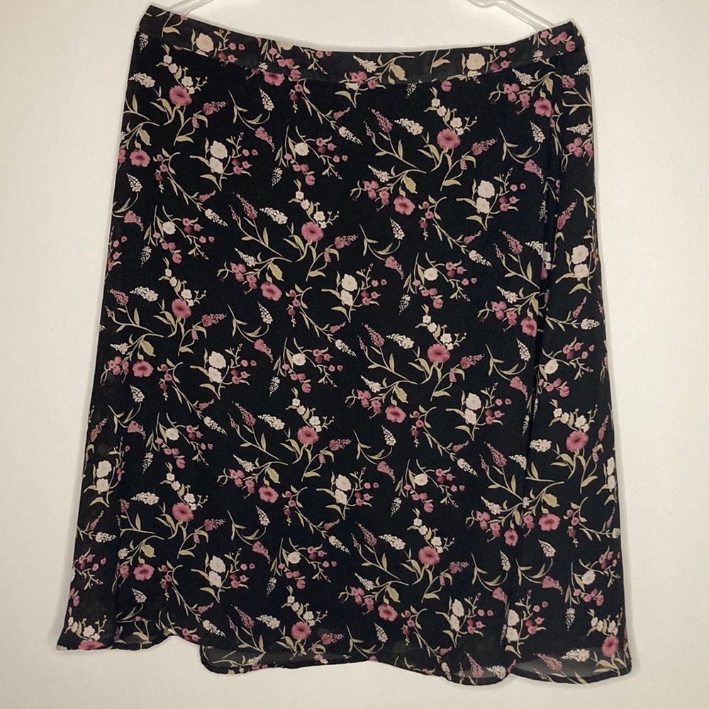 Vintage Floral Black Fairycore whimsical Layered Skirt Size 18